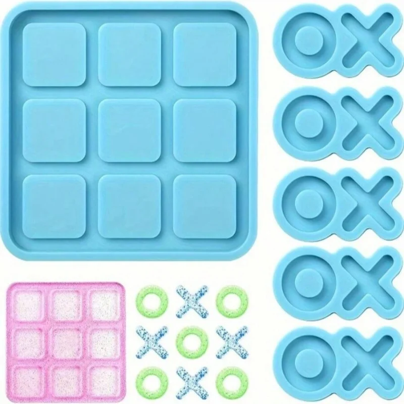 

5pcs Chess X O Board Game Silicone Molds for Resin Casting DIY Tabletop Board Game Party Decor Home Decor Craft Gift Supplies