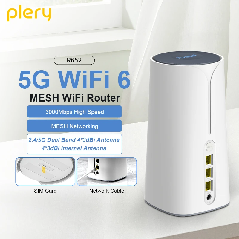 

﻿ PLERY 3000Mbps 5G CPE Router WiFi6 2.5Gbps high-speed download SA/NSA WAN SIM Card Wireless Router mesh whole home ﻿