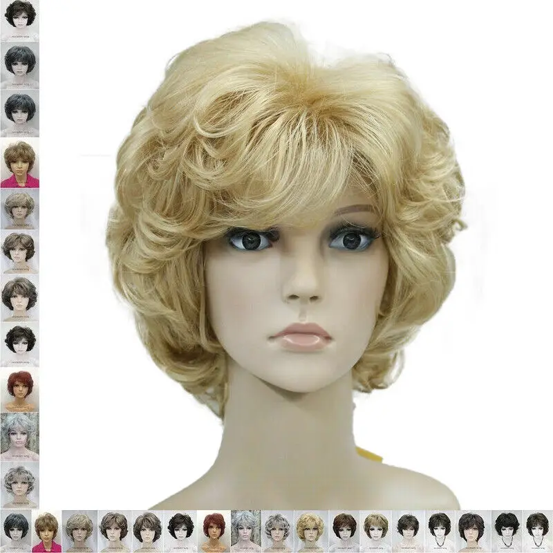 

Women Fashion Short Wigs Blonde Brown Black Wig Bob Curly Wigs Real Natural Hair