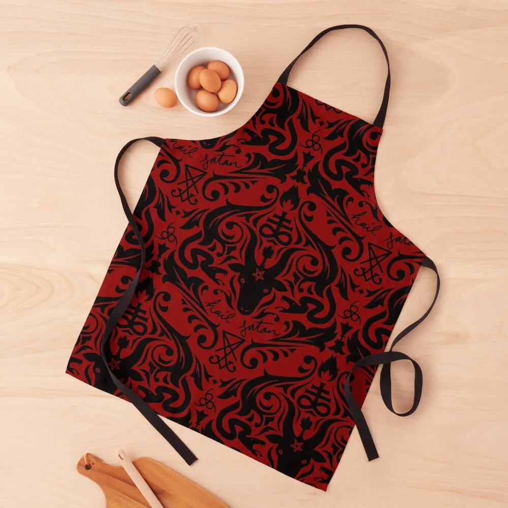 

Damask - Hail Satan (Black & Red default) Apron pinafore