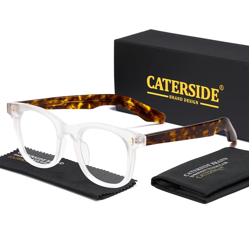 CATERSIDE Mode Männer Runde Brillen Marke Design Hochwertige Tr-90 Rahmen Acetat Kern Einsatz Bein Frauen Anti Blaues Licht Gläser – Detail 7