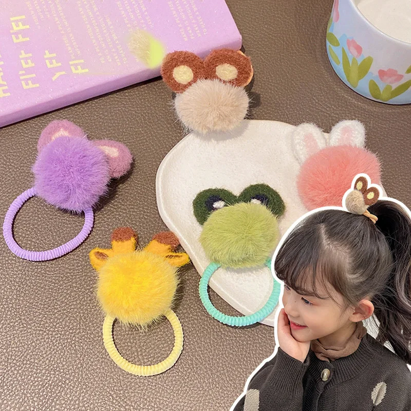 1PC New Cute Hairy Bear Ear Girls Kids Elastic Hair Bands Children Hair Ties Princess Woman Hair Accessories Baby Headwear