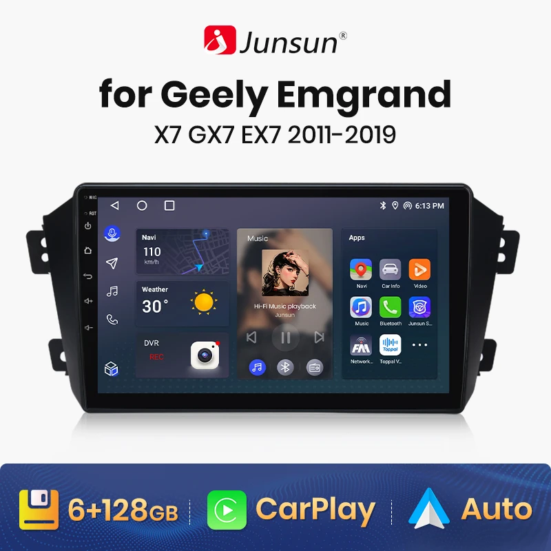 

Junsun V1 AI Voice Беспроводная Автомобильная магнитола Android для Geely Emgrand X7 GX7 EX7 2011 - 2019 4G Автомобильная Мультимедийная система GPS 2din