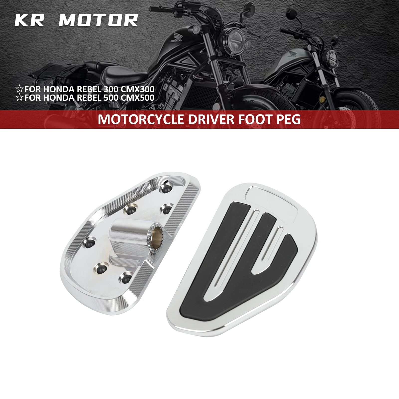 Fits For Honda Rebel 300 CMX300 Rebel 500 CMX500 2017-2026 Driver Small FootPedal Rider Front FootBoard Foot Peg Foot Rest