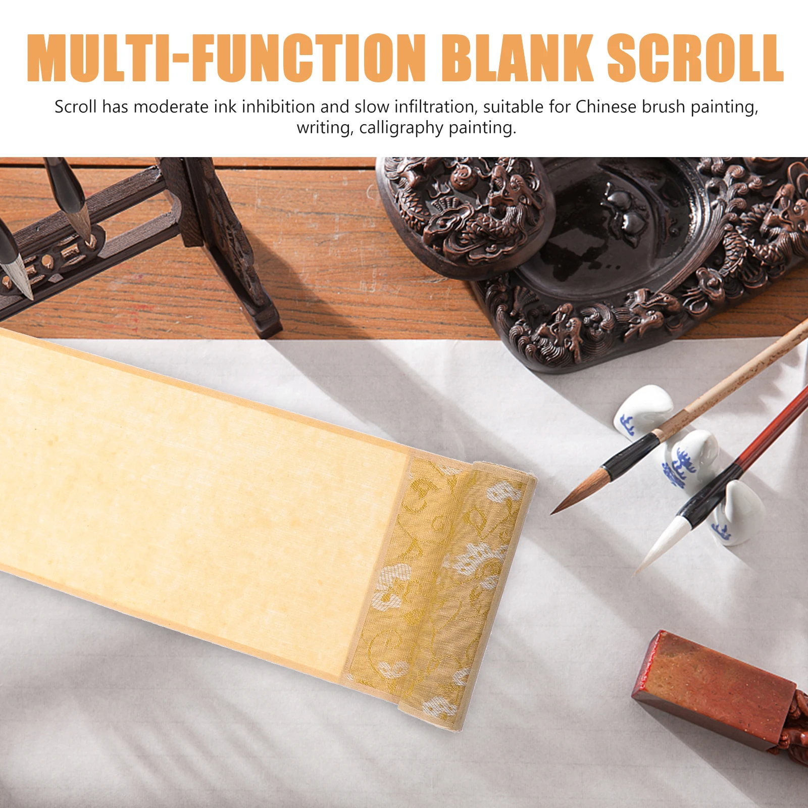 

2Pcs Chinese Calligraphy Set Blank Scroll for Brush Painting and Writing Durable Art Wall Decor Scroll Scrolls