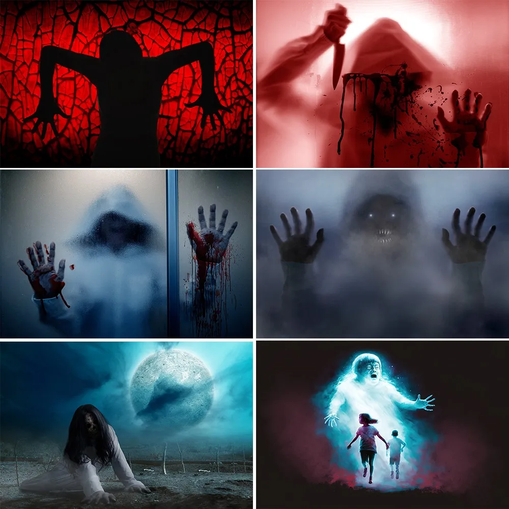 

Bonvvie Halloween Party Background for Photography Ghost Shadow Terror Zombie Scene Photography Backdrop Photoshoot Photo Studio