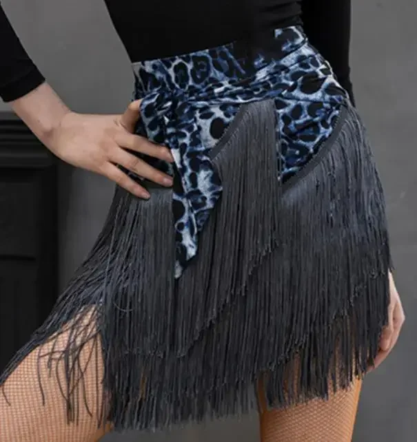 Jupe ronde à imprimé Léopard pour femmes, jupe courte extensible à pampilles, danse latine, tango, salle de Rh, Security ew,