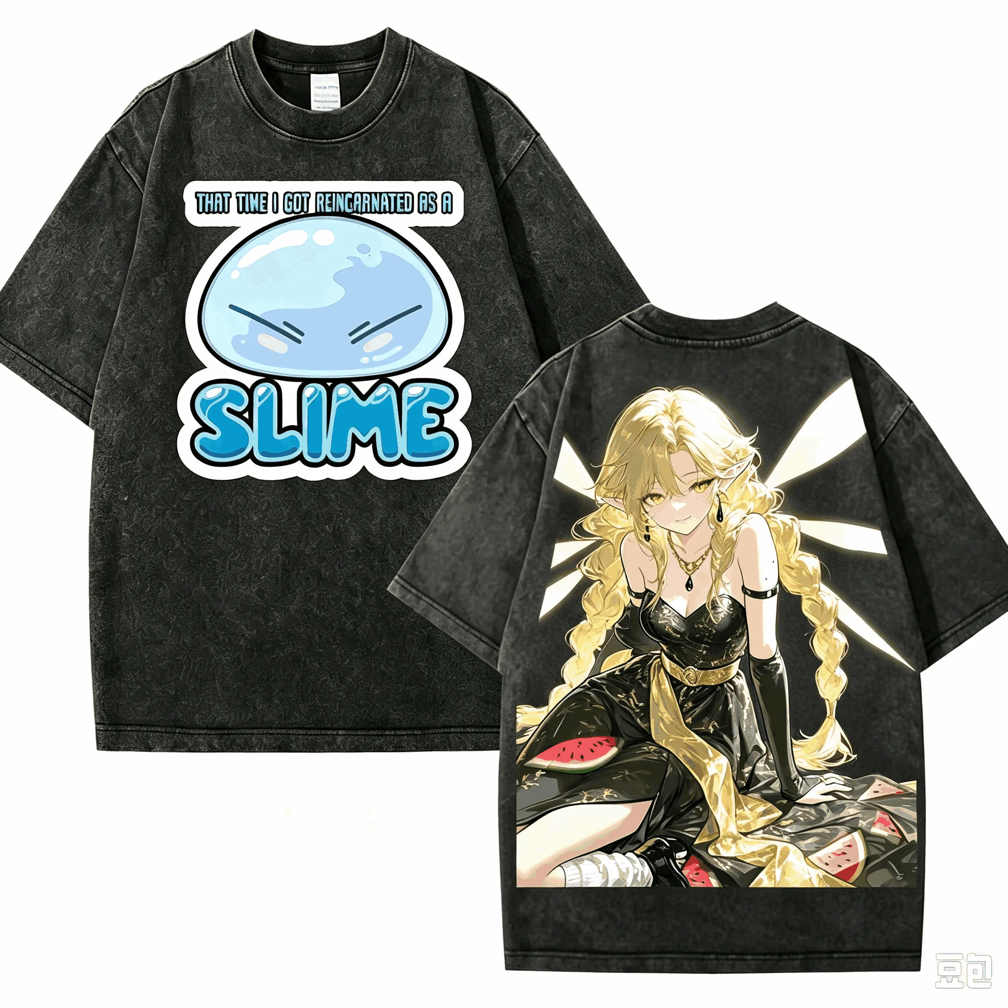 Reincarnated as a Slime Washed T-shirt Oversized Unisex Vintage Loose Streetwear Trendy Cotton Harajuku  Comfortable hot product