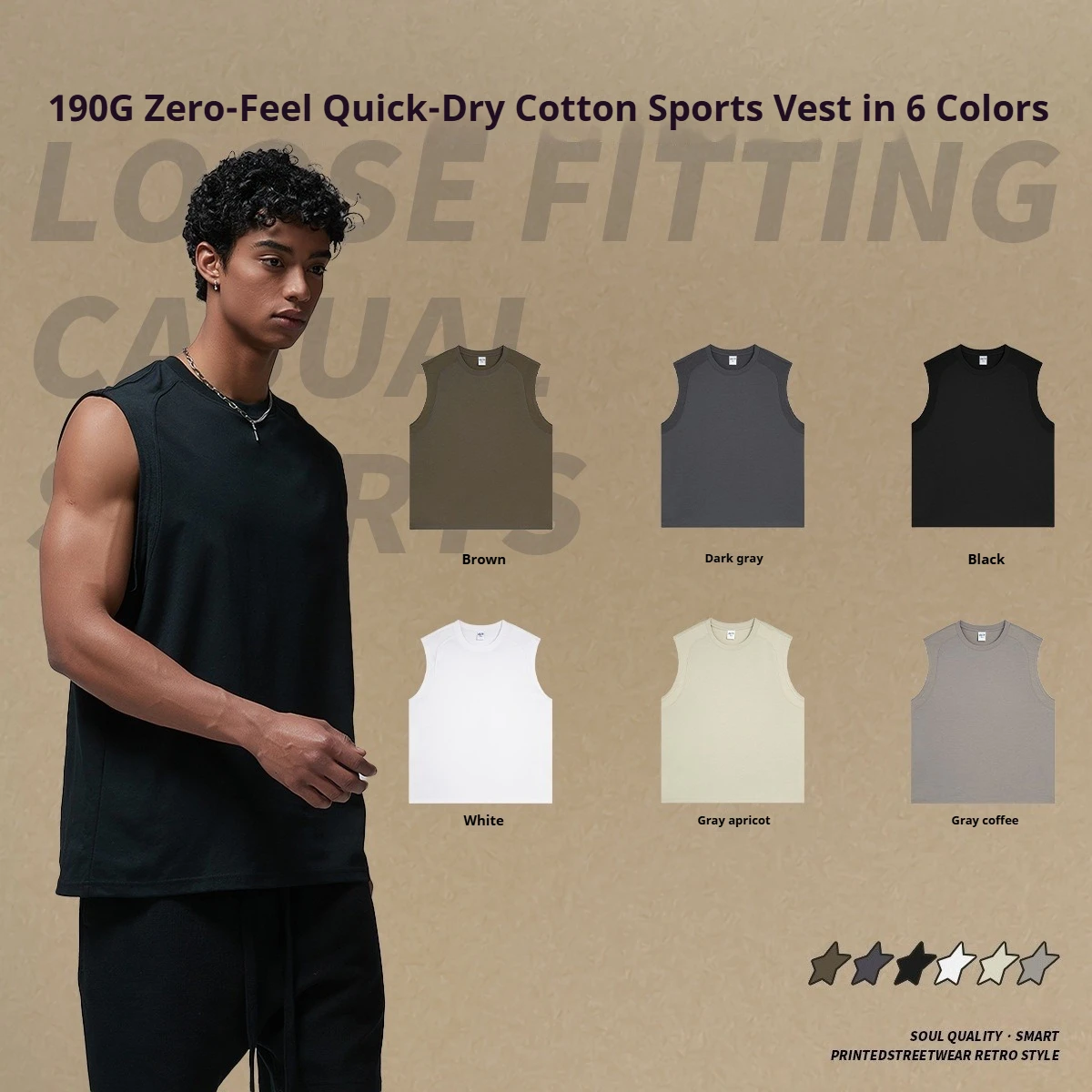Lezyan Zero Feeling Quick Drying Sports Wind Vest Breathable Loose Sleeveless Vest T-shirt Mens Clothing