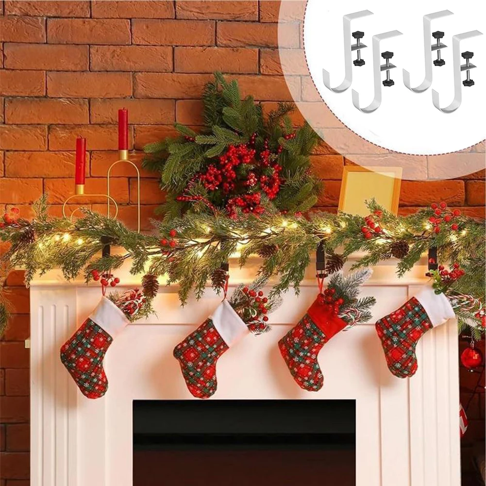 Fireplace Stocking And Garland Hanger For Ornaments Hanging Stocking Hangers Wall Decoration Fireplace Mantle Living Room