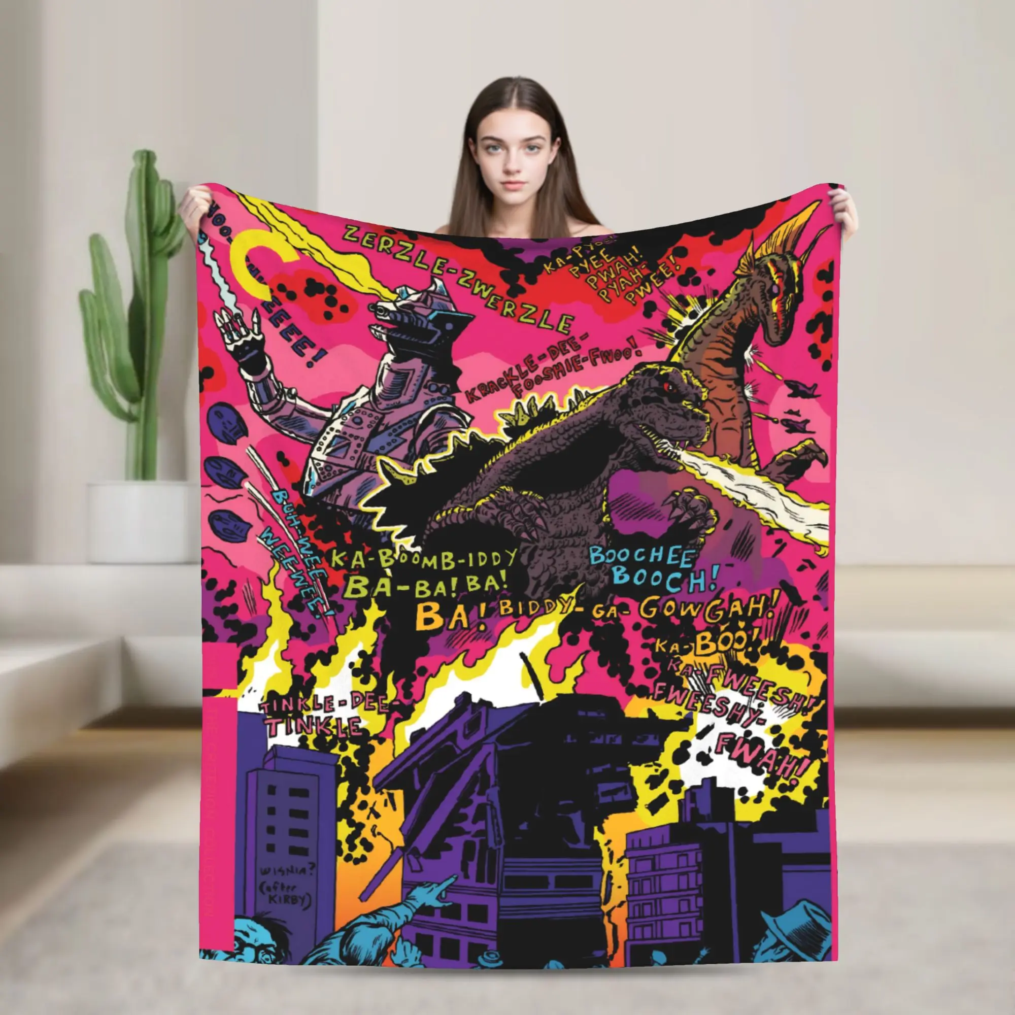 Monster Showa Godzillaed  Flannel Throw Blanket  Blankets for Sofa Car Warm Bedroom Quilt,