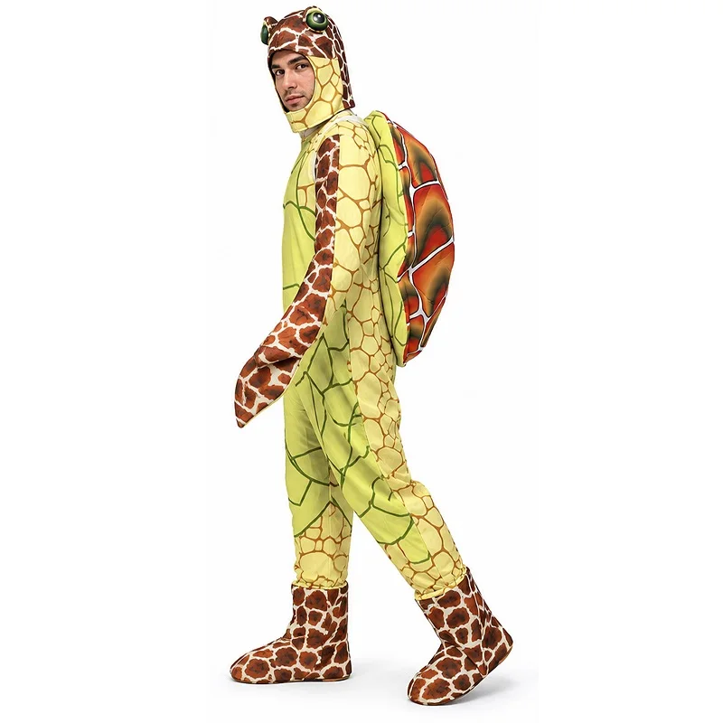 Adult Funny Sea Turtle Fancy Dress Costume Women Men Ocean Creature Animal Halloween Cosplay Jumpsuit with Hood Set for Carnival