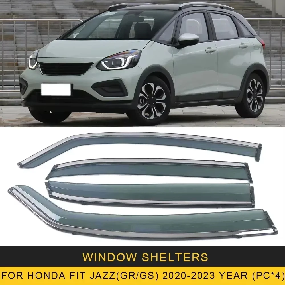 

Chrome Strips Rain Guards for HONDA JAZZ FIT Hatchback 2002-2020 Window Visor Wind Deflectors Door Visor Vent Shades Ventvisor