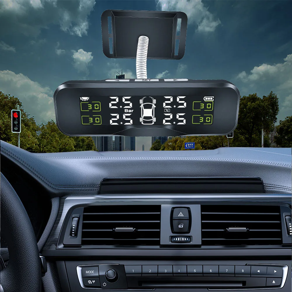 Universal Solar TPMS Car Tire Pressure Monitoring System, externo, interno, ângulo, ajustável, alta precisão