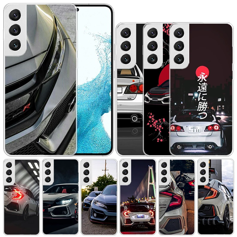 JDM Type R Civic Sport Car Soft Cover for Samsung Galaxy S24 S23 S22 S21 Ultra Print Phone Case S20 FE S10 Plus S10E S9 S8 + Coq