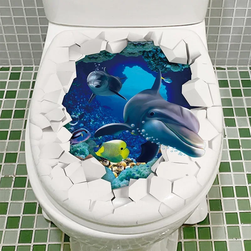 Toilet Sticker Strong Adhesive Toilet Sticker Decorative Sea Fish Toilet Sticker Waterproof Adhesive For Home 2025 Christmas