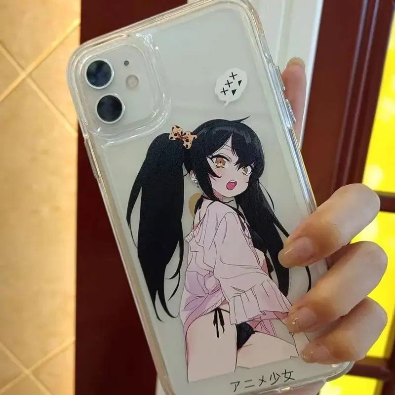 Ins dual horsetail Lovely girl Phone Case For iPhone 16 Pro Max 15 14 13 12 11 XR XS Max 7 8 Plus Y2K Cartoon Anime phone case