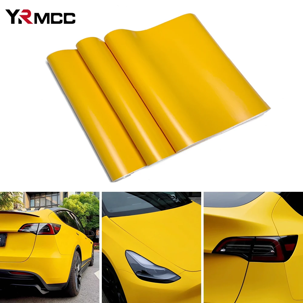 Car Vinyl Wrap Film DIY Car Stickers Yellow Matte Film Auto Body Decoration Scratch Resistant Waterproof Decal Auto Accessory