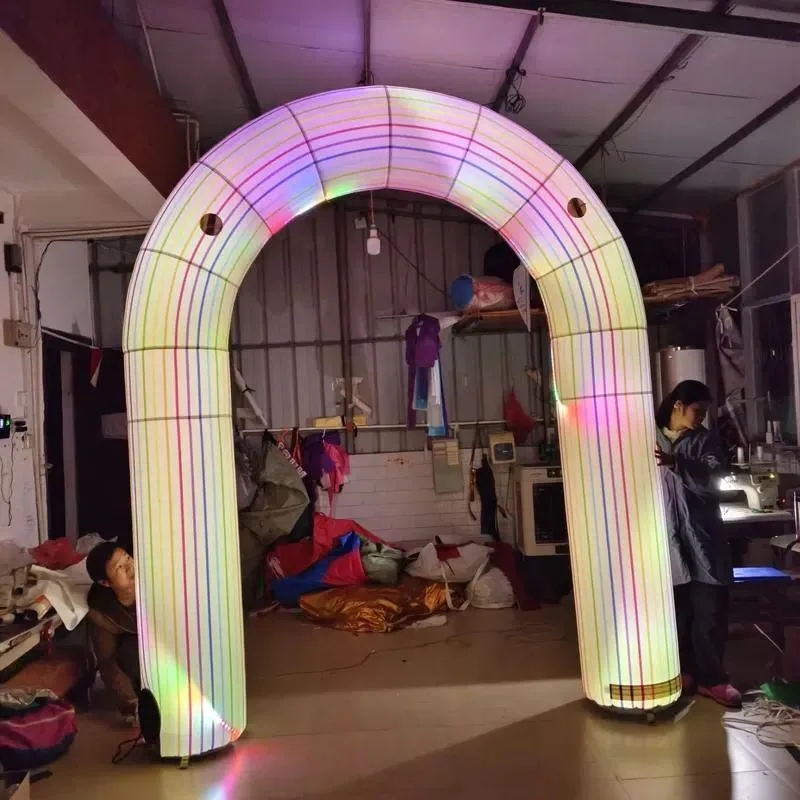 LED luminous inflatable arch, colorful rainbow luminous inflatable entrance arch, suitable for wedding, party, music festival