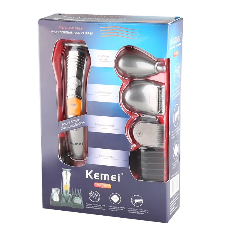 Kemei KM-580A Multifunctional 7 in 1 Home Full Personal Care Razor Nose Hair Trimmer Hair Clipper