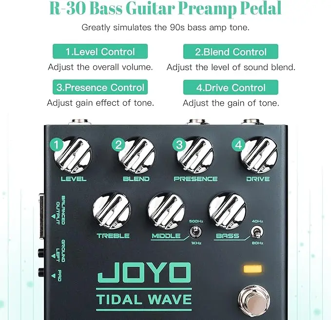 R-30 Electric Bass Front Simulation DI Box Single Block Effector Aluminum Deep Blue Speaker Box