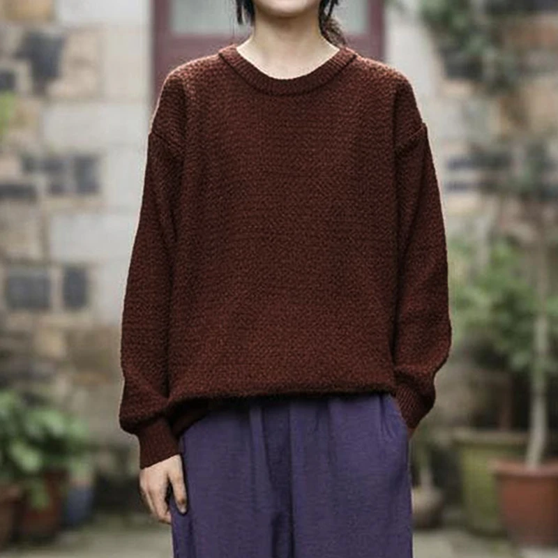 

Женский повседневный свитер с длинным рукавом, Новое поступление, осень 2022, простой стиль, с круглым вырезом, однотонные женские базовые вязаные пуловеры M1965