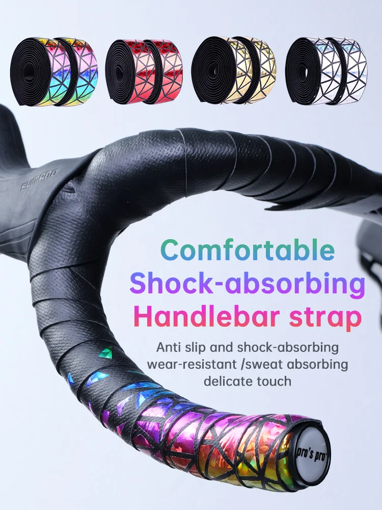 AliExpress NONE Colorful Road Bike Bar Tape EVA PU Bicycle Handlebar Tape Handlebar Tapes Non-slip Anti-Vibration Reflective Handle Drop Bar Tap