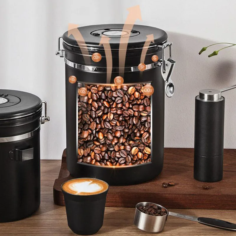 Punana Large Capacity Coffee Storage Container Stainless Steel Coffee Bean Can Sealing Coffee Filling Food Storage Container