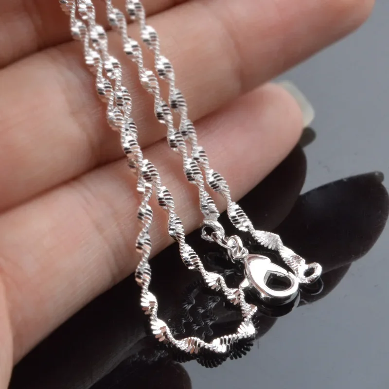 

2mm Water Ripple Necklace For Women'S Fashion 925 Jewelry Sterling Silver Necklace With Chain