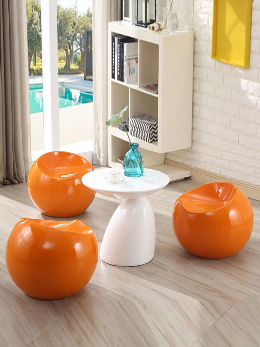 Fiberglass apple-shaped stool, living room conversation table and chair set, small low stool, creative seating, popular in