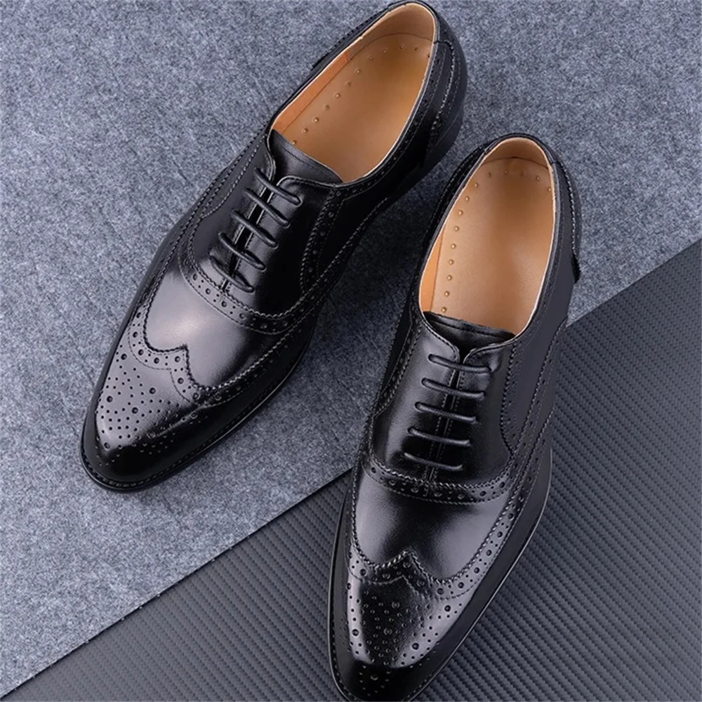 

Men Office Casual Fashion Business Oxford Shoes Leather Splicing Breathable Formal Elegant Lace Up Derby Shoes Banquet Shoes