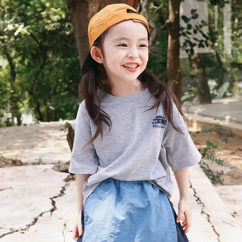 

RomperDew Children's Short-sleeved Summer Girls T-shirt Lightweight Quick-drying T-shirt Children's Loose Hundred Tops