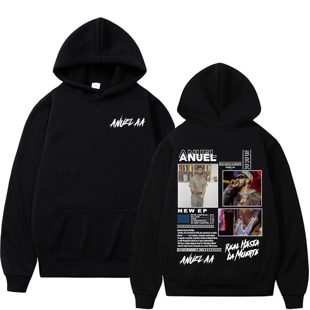 

Anuel AA Real Hasta La Muerte, толстовка с обложкой альбома, осень/зима 2026, мужская одежда, роскошная уличная толстовка в стиле Харадзюку, мужская одежда