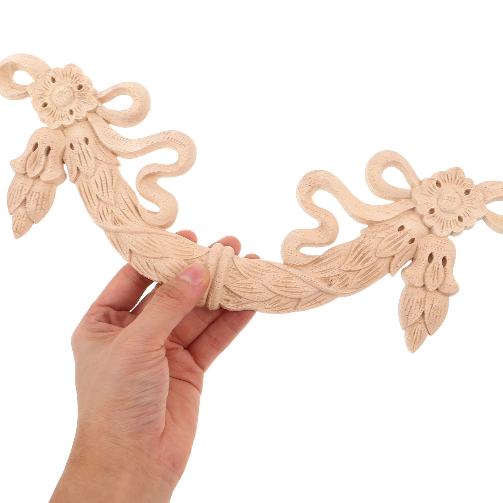 

2pcs Carved Appliques 32X10Cm Flower Pattern Onlays For Cabinet Door Moulding Trim Wood Applique Furniture Decoration Baroque