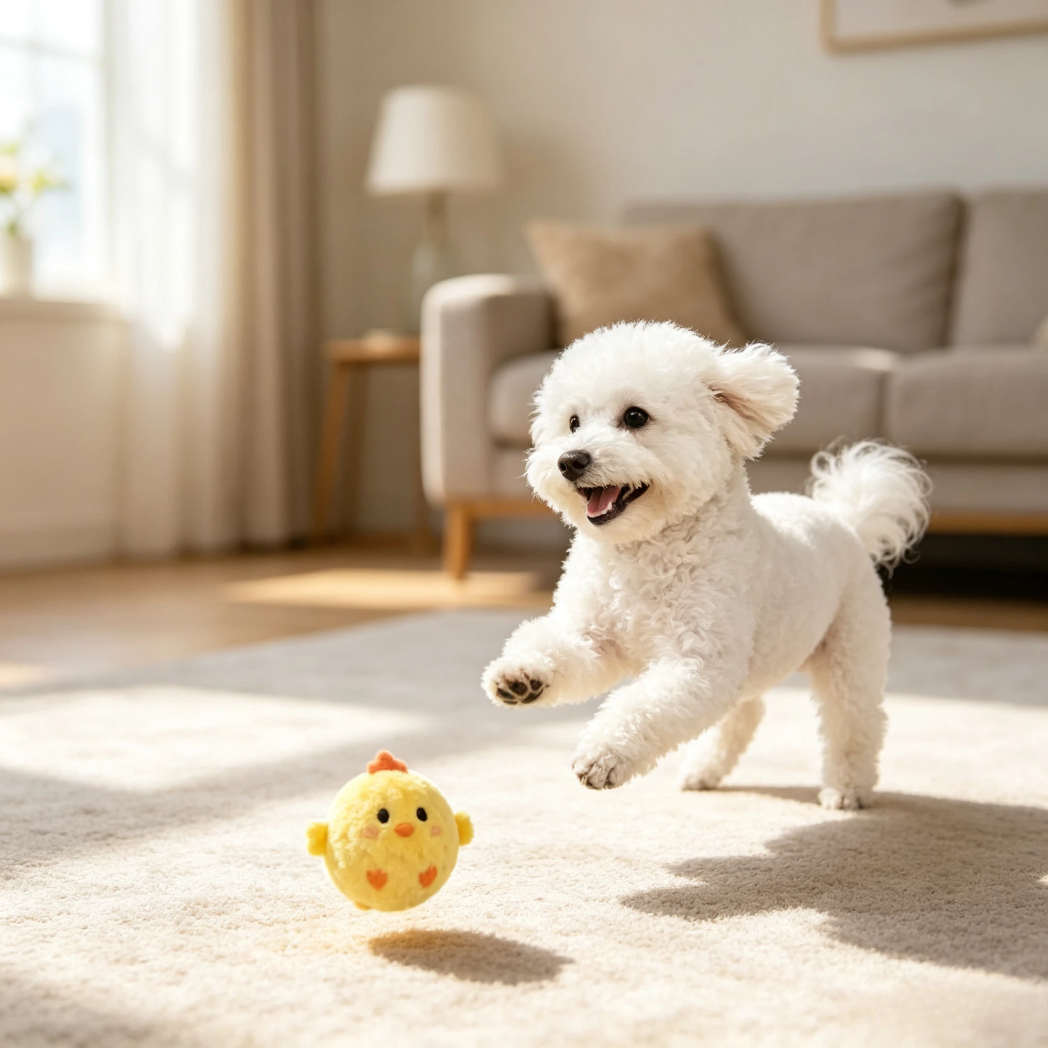 Cats Dogs Teething Toy Bouncing Yellow Chick Squeaky Ball Slow Rebound High Elasticity Bite‑Resistant Interactive Pet Gadget