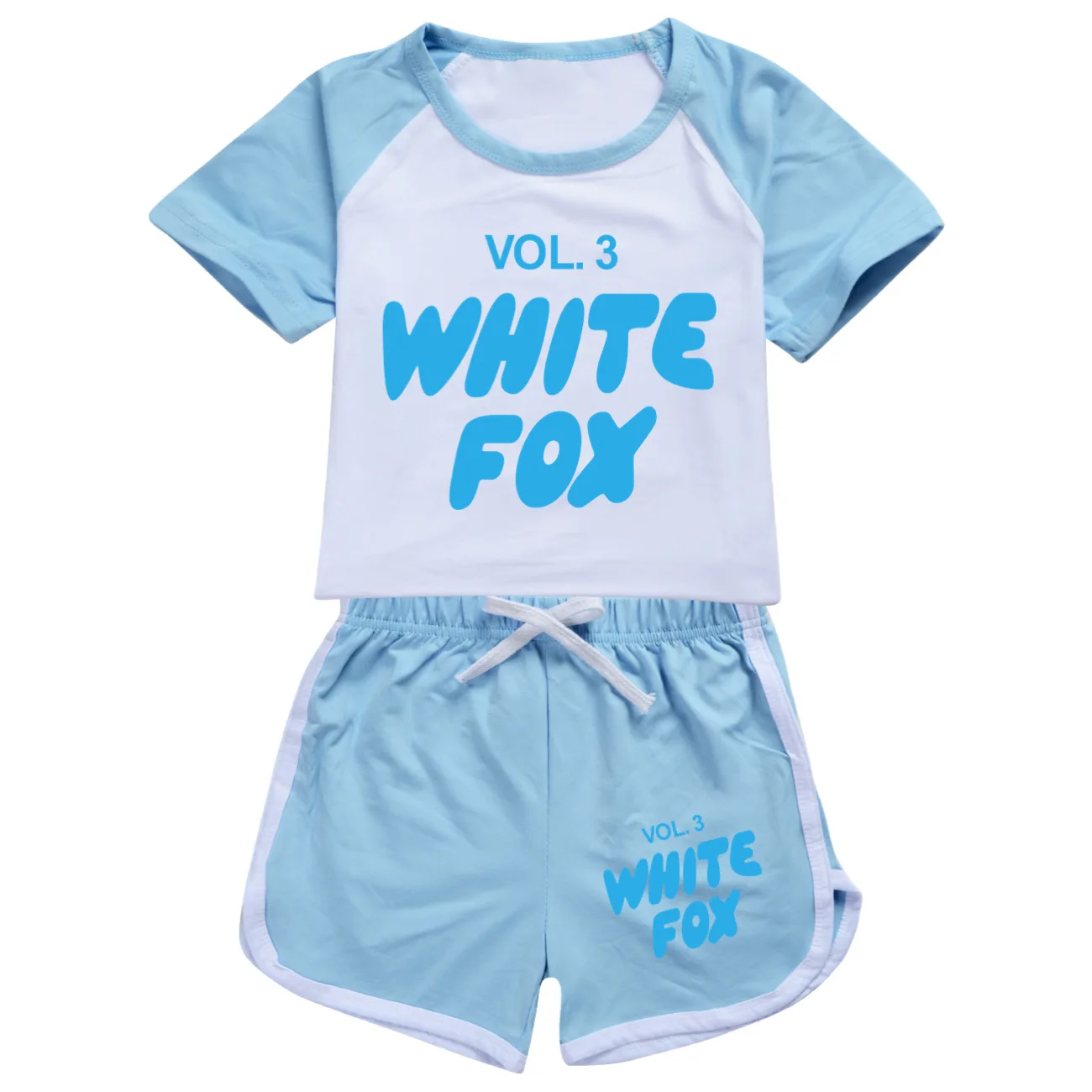 Kids Vol.3 White Fox Clothes Boys Girls Summer Clothing Sets Cartoon Sports Suit TShirt + Shorts Children Casual Outfits Pajamas