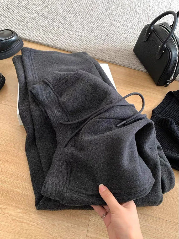 กางเกงขายาวทรงหลวมสไตล์ลำลองสำหรับผู้หญิง รุ่นใหม่ ฤดูใบไม้ร่วง ฤดูหนาว เอวสูง ทรงตรง