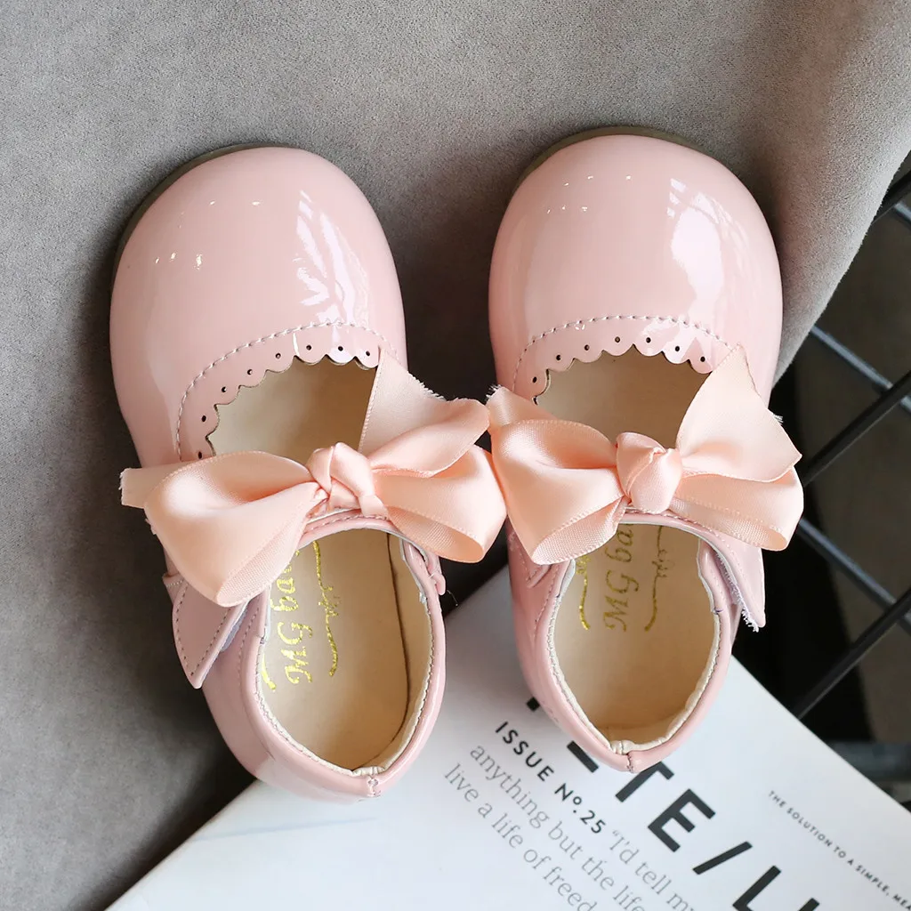 Infant Girls Princess Shoes 2024 New Kids Sandals Solid Leather Flats Comfortable Cute Toddler Baby Shoes Knot Baby Shoes