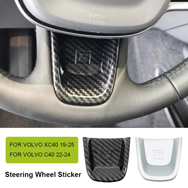 

Car Steering Wheel Trim Decoration Carbon Fiber ABS Steering Wheel Panel Cover Trim for Volvo XC40 C40 Interior Accessories