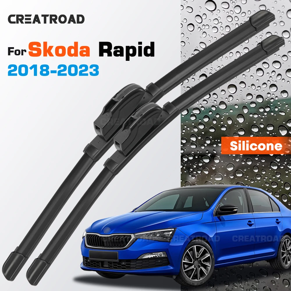 

Silicone Wiper Blades Fit For Skoda Rapid 2018-2023 Coated Silent HD Wear-Resistant Car Windshield Wipers 24"+16"