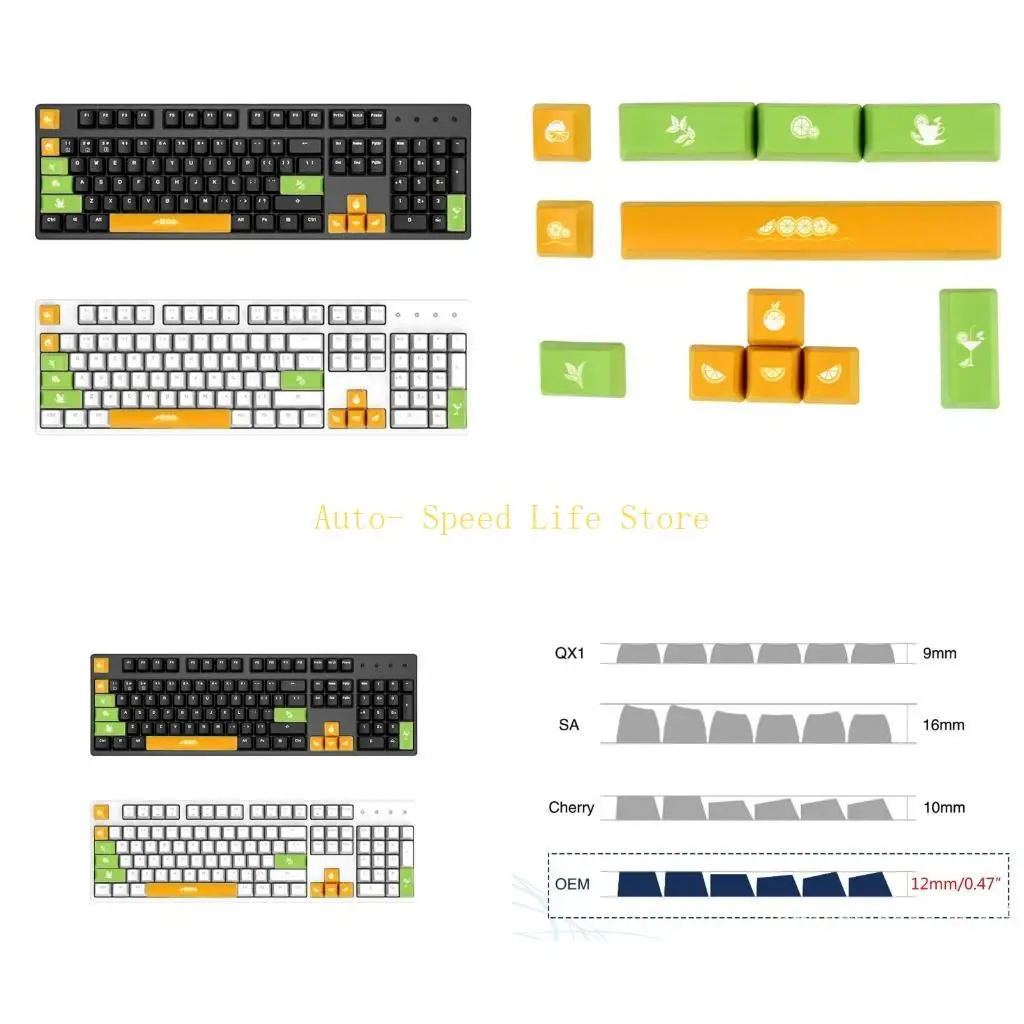 

02DA Replacement Keycaps Set PBT Sublimation for Mechanical Keyboard Enter Space ESC