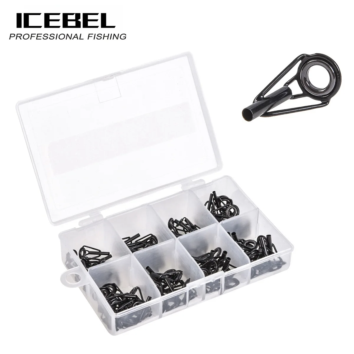 

IEBEL Black Multi-Size Sea Fishing Rod Guide Set,80pcs Boxed Tip Guides for Lure Casting,Stainless Steel Ceramic Lure Line Rings