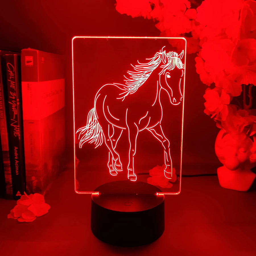 Beautiful Horse 3D Illusion Lamp Decoration for Office Desktop Ornament Cute Room Decor Lovely Xmas Present for Kids Children