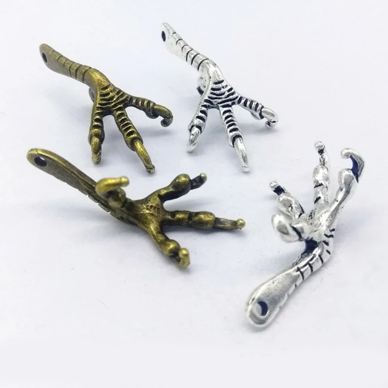 10 pçs cor prata águia garra encantos animal pata pingente fazendo metal estrangulamento colares jóias artesanais fornecido 33x16mm
