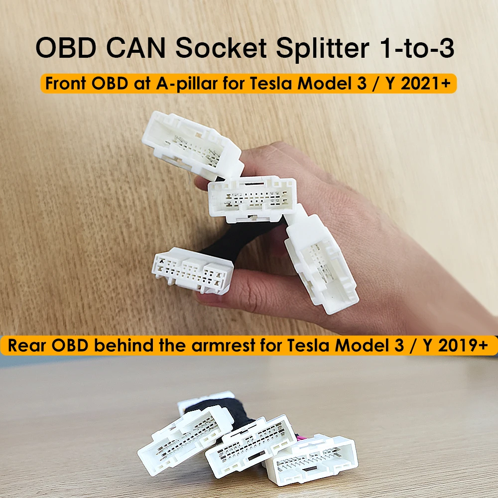 CSSBOON Car Accessories A-pillar B-pillar Wiring Function 3 in 1 Expandation Adapter For Tesla Model 3/Y/ Highland/ Juniper