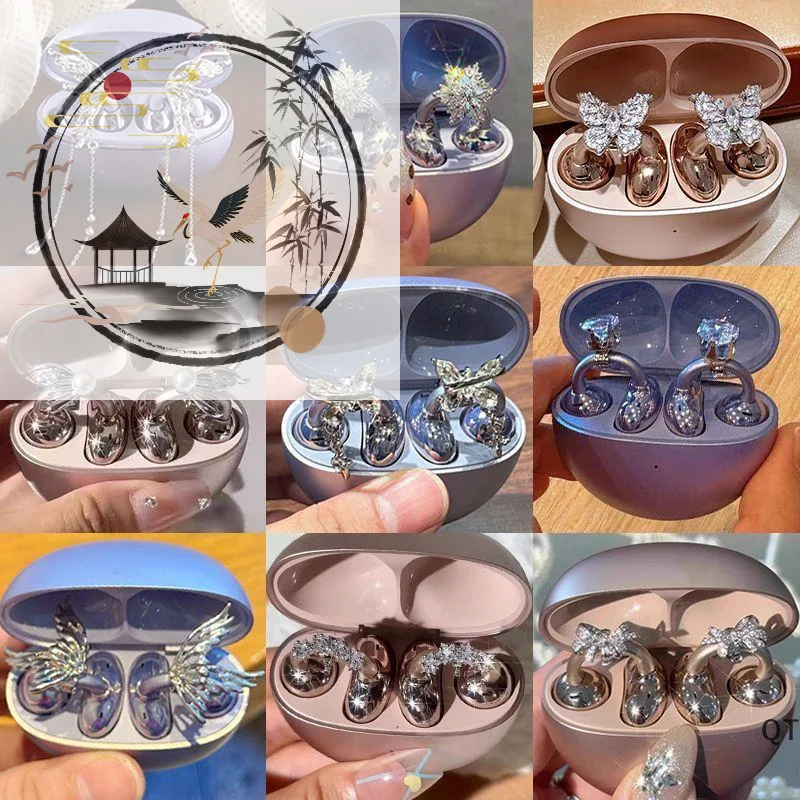1 Pair Rhinestone Removable Clip On Earbuds Open Ear Accessories DIY Ornaments for Stylish Earphones Daily Fashion Scenario