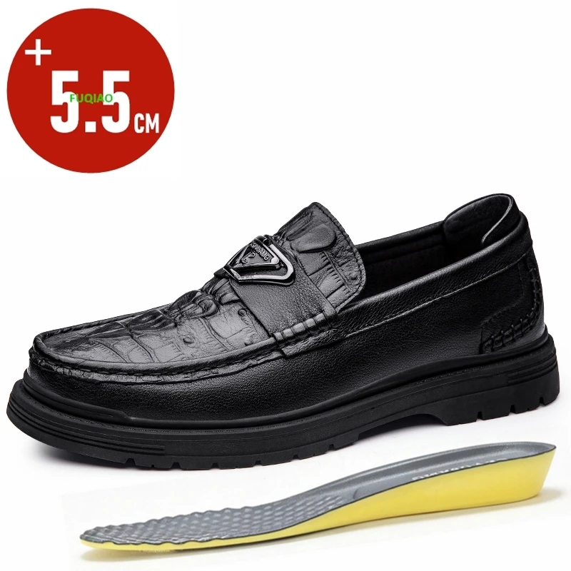 

Мужские лоферы из коровьей кожи со скрытым каблуком 5,5 см для увеличения роста, туфли без шнуровки, повседневные деловые туфли для офиса, свадьбы, вечеринки, комфортные для мужчин