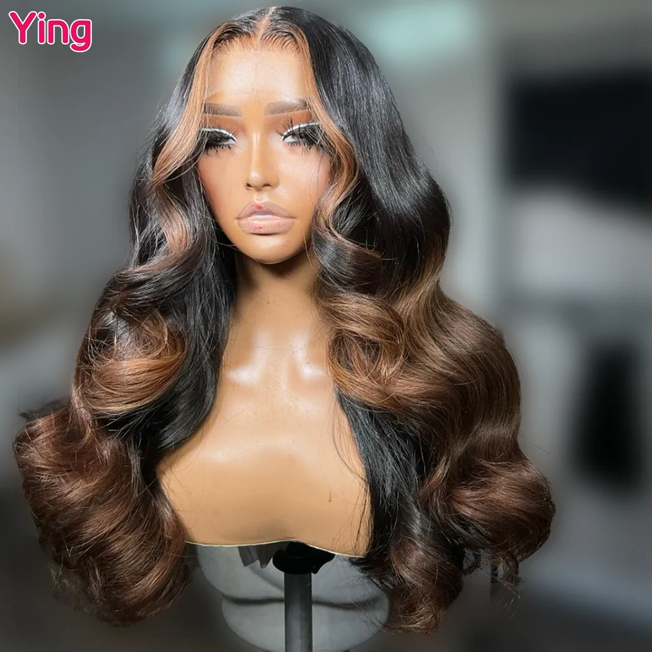 Ying Hair Honey Brown Omber 13x6 Transparent Lace Front Wig  200% Body Wave 13x4 Lace Front Wig PrePlucked With Baby Hair