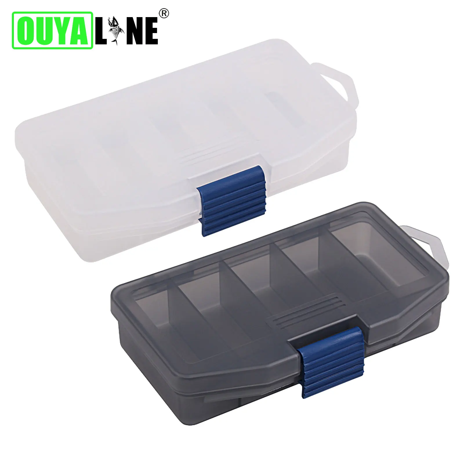 

New 5 Compartments Thickened Plastic Fishing Tackle Box Two Sizes Lure Hook Bait Storage Case Organizer Container Outdoor Tools