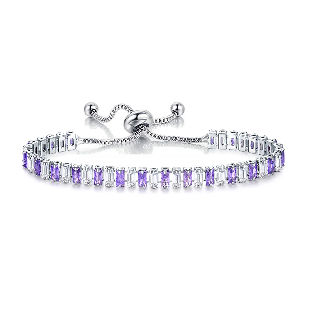 Iced Out Crystal Tennis Armbanden Voor Vrouwen Mannen Zwarte Rechthoek Zirconia Verstelbare Ketting Hiphop Sieraden Groothandel DZH051